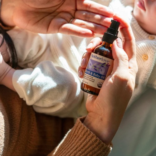 Motherlove Birth & Baby Oil 2oz | Gentle, organic, nourishing oil for perineal, labor, & baby massage| Organic Perineal Massage Oil | Baby Massage Oil | Made in USA